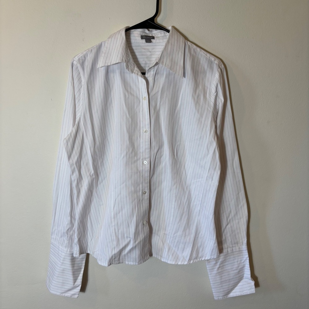 Ann Taylor Women's Button Down Long‎ Sleeve Striped Career Office  Shirt Size 4
